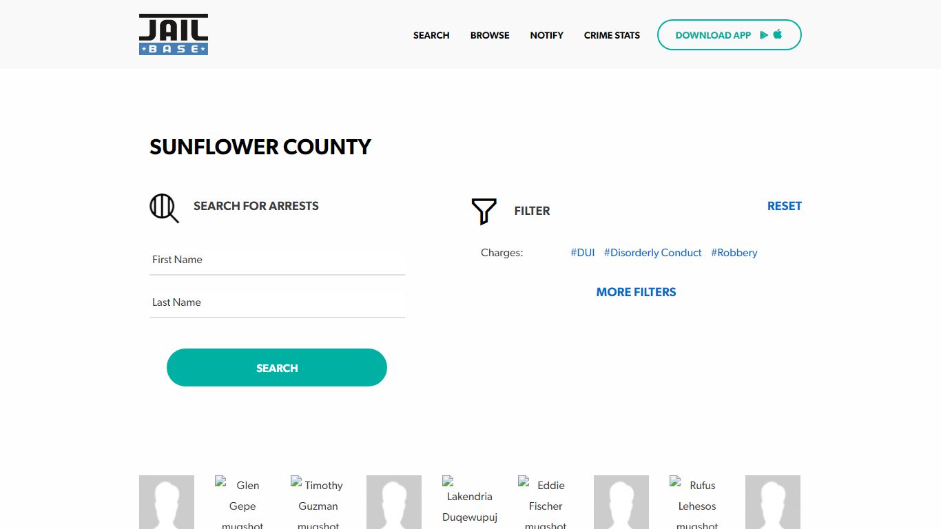 Sunflower County Jail Inmate Search and Mugshots | JailBase